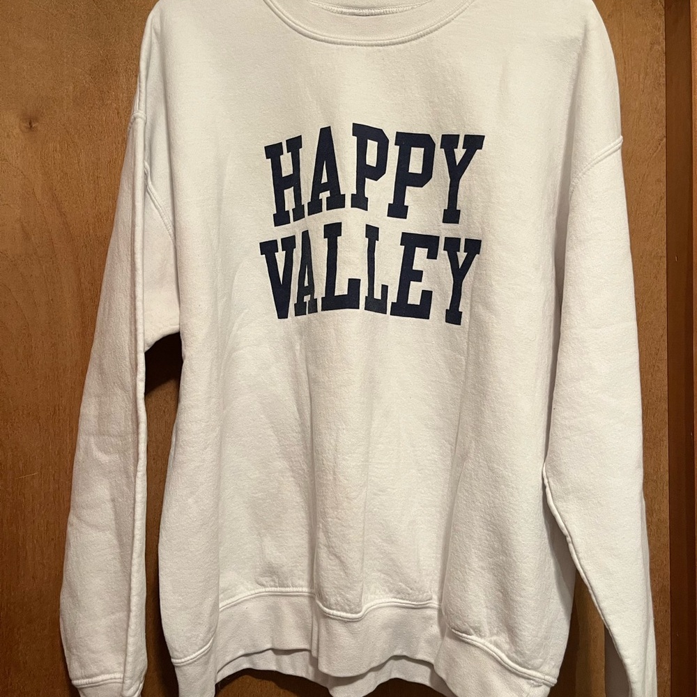 Gildan White Sweatshirt with Navy Print